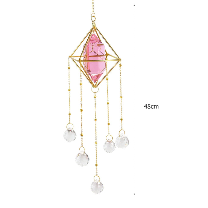 Crystal Wind Chime Hexagon Diamond Prism Hanging Rainbow Chaser Lighting Window Curtains Pendant Home Garden Decor Dream Catcher