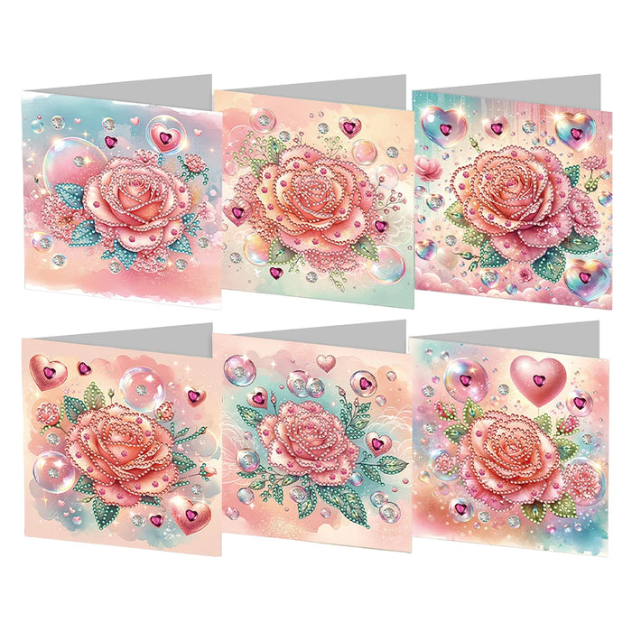 6pcs Diamond Painted Greeting Cards DIY Rhinestone Painting Mosaic Postcards Arts Crafts Thank You Card Christmas Birthday Gifts