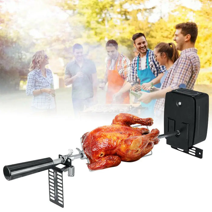 Stainless Steel Rotisserie Kit w/Electric Motor Heavy Duty Complete Grill Rotisserie Kit BBQ Spit Rod Meat Kitchen Organizer