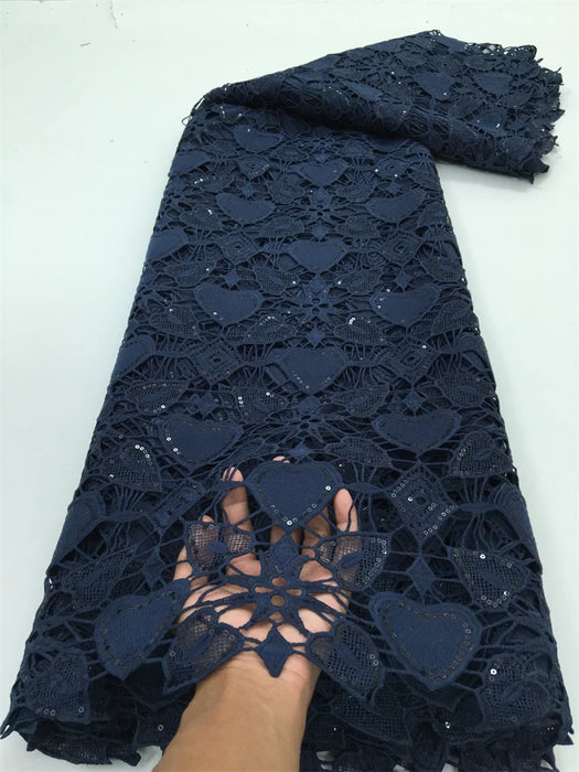 Hot Sale Nigerian Guipure Cord Lace Fabric 2024 High Quality African Water Soluble Lace Fabric For Women Evening Dress Material