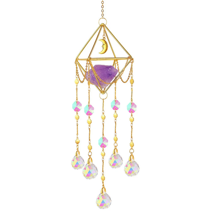 Crystal Wind Chime Hexagon Diamond Prism Hanging Rainbow Chaser Lighting Window Curtains Pendant Home Garden Decor Dream Catcher