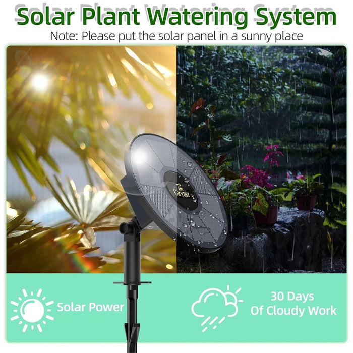 Solar Drip Irrigation System,Automatic Watering System with 2200mAh Battery and 6 Timer Modes for Potted Plants Drip Irrigation