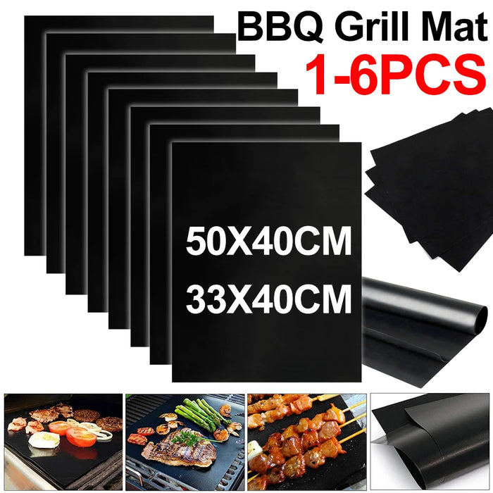 1-5PCS Non-stick BBQ Grill Mat Barbecue Outdoor Baking Mat Reusable BBQ Cooking Grilling Sheet for Party Grill Mat Kitchen Tool