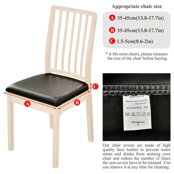 4/8pcs Dining Chair Covers Waterproof Seat Slipcover PU leather Seat Covers Chairs Removable Chair Seat Cushion Cover