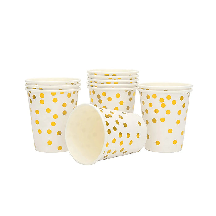 Party Supplies Set Disposable Gold Point Paper Dish Meal Napkin Paper Cup Party Disposable Paper Plates Cups Straw And Napkins