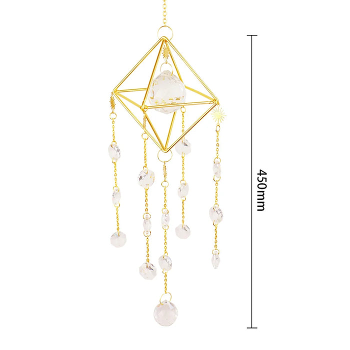 Crystal Wind Chime Hexagon Diamond Prism Hanging Rainbow Chaser Lighting Window Curtains Pendant Home Garden Decor Dream Catcher