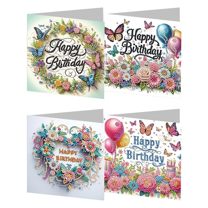 6pcs Diamond Painted Greeting Cards DIY Rhinestone Painting Mosaic Postcards Arts Crafts Thank You Card Christmas Birthday Gifts