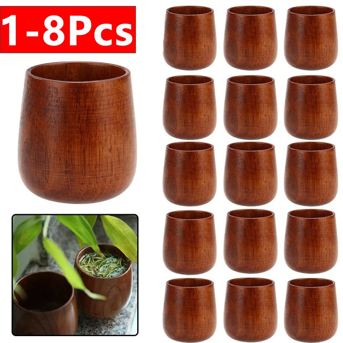 1-8 Pcs Wooden Cups Primitive Handmade Natural Spruce High Quality Wooden Cup Mug Breakfast Beer Milk Drinkware Product