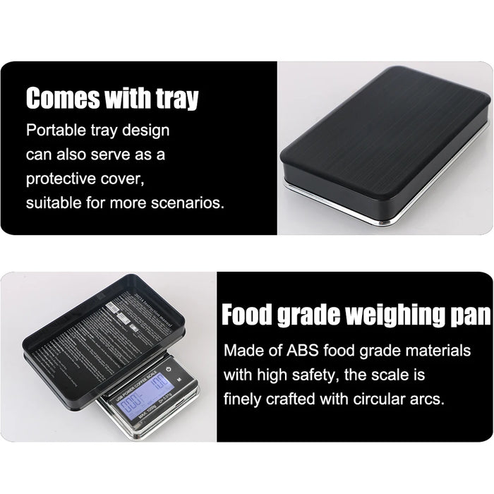 Mini Pocket Scale 1000g/0.01g Electronic Scale Auto Timer Digital Kitchen Coffee Scale High Precision Cyclic Rechargeable