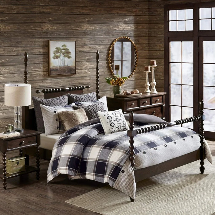 zy Comforter Set - All Season Bedding Combo Filled Insert and Removable Duvet Cover, Shams, Decorative Pillows, Plaid Bro