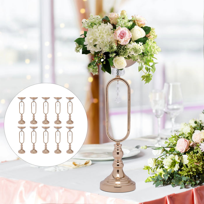 10Pcs Wedding Centerpieces, 19.5in/17.5in/15.6in Tall Metal Flower Display Vases Stand Set, Gold Flower Vase Wedding Candle Hold