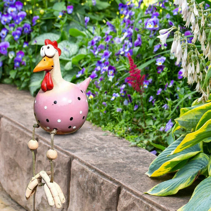 Ceramic Chicken Hilde Garden Decoration Animal Figure Garden Plug Pottery Figurines Handcraft Landscape Ornament Miniatures