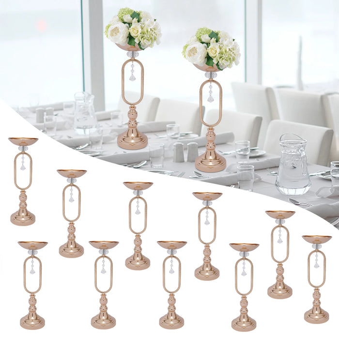 10Pcs Wedding Centerpieces, 19.5in/17.5in/15.6in Tall Metal Flower Display Vases Stand Set, Gold Flower Vase Wedding Candle Hold