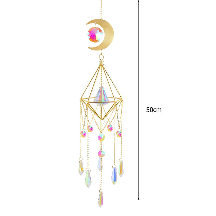 Crystal Wind Chime Hexagon Diamond Prism Hanging Rainbow Chaser Lighting Window Curtains Pendant Home Garden Decor Dream Catcher