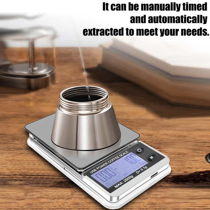 Mini Pocket Scale 1000g/0.01g Electronic Scale Auto Timer Digital Kitchen Coffee Scale High Precision Cyclic Rechargeable