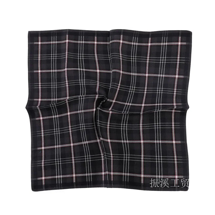 6Pcs 43x43cm Square  Cotton Dark Color Striped Checkered Men Pocket Towel Wedding Party Gift Business Handkerchiefs