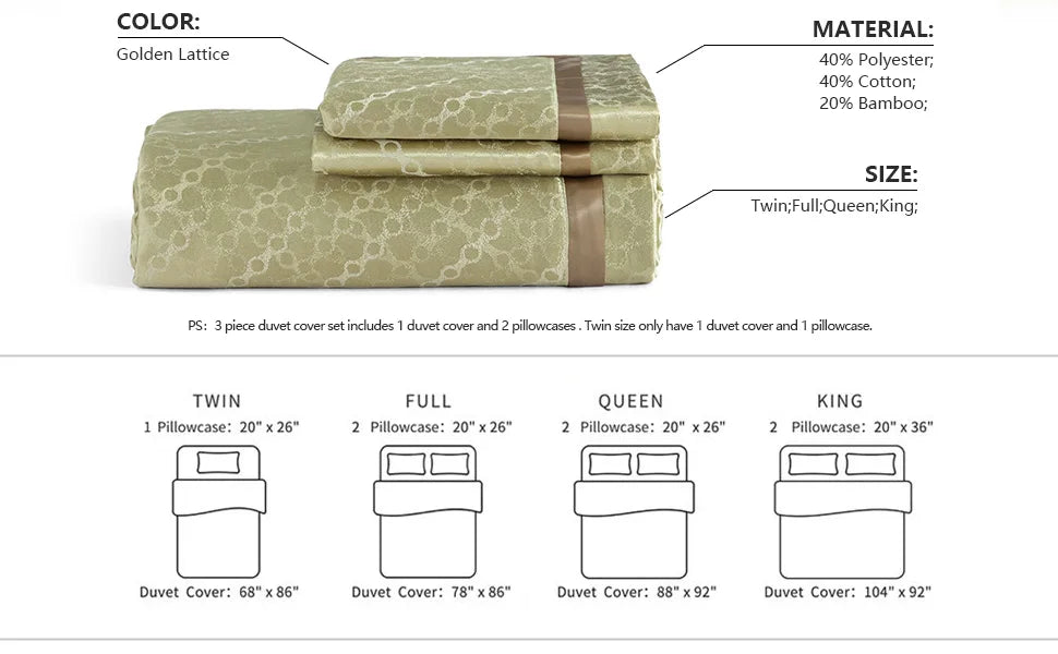 Simple&Opulence Bedding Set Bamboo Cotton Sateen Silk Double  Bed Linens King Size Pillowcase Duvet Cover comforter Sheet Set