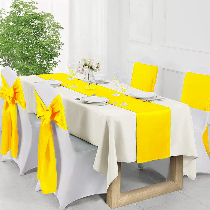 Wholesales 10PCS Yellow Satin Chair Bow Sashes Ribbon  Wedding Reception Banquet Decoration 6.7"X 108" (17X275CM) SCSB173054