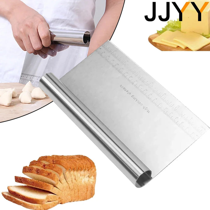 JJYY Multi-purpose Stainless Steel with Scale Cutting Knife Cake Scraper Nougat Dough Slicer Kitchen DIY Baking Decoration Tools