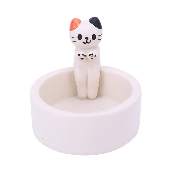 Cartoon Kitten Candle Holder Warming Its Paws Cute Scented Light Holder Cute Grilled Cat Aromatherapy Candle Holder