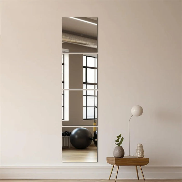 4pcs 20*20cm Mirror Wall Sticker Acrylic Decal Decoration Living Room Soft Plastic Mirror Sheets Home DIY Self-adhesive Mirror