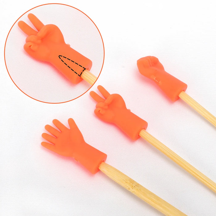 6Pcs Crochet Needles Caps Silicone Cute Needle Tip Protectors Rock Paper Scissors Knit Needle Tip Covers for Knitting Crafting