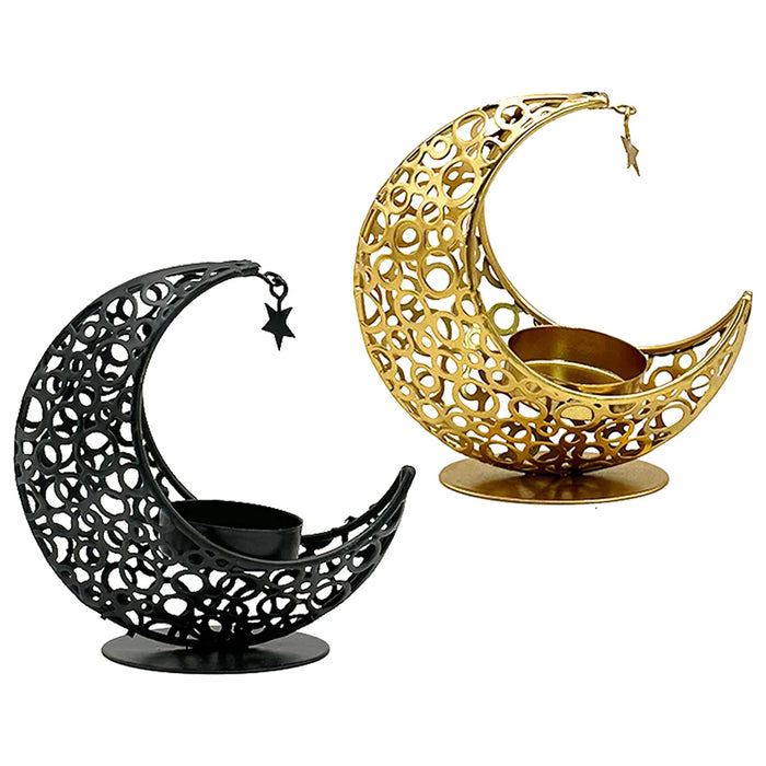 Eid Mubarak Candle Holder Metal Moon Candle Holder Home Islamic Muslim Party Decor Ramadan Decoration Eid Mubarak Table Decor