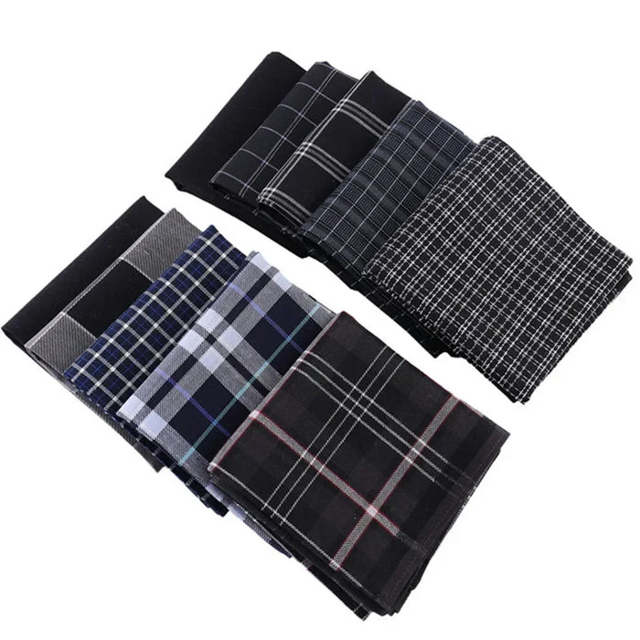 6Pcs 43x43cm Square  Cotton Dark Color Striped Checkered Men Pocket Towel Wedding Party Gift Business Handkerchiefs