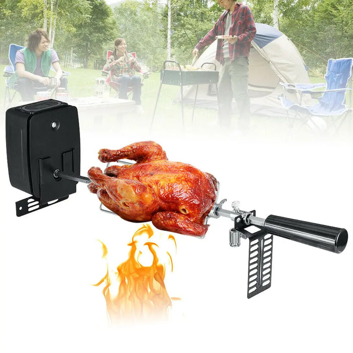 Stainless Steel Rotisserie Kit w/Electric Motor Heavy Duty Complete Grill Rotisserie Kit BBQ Spit Rod Meat Kitchen Organizer