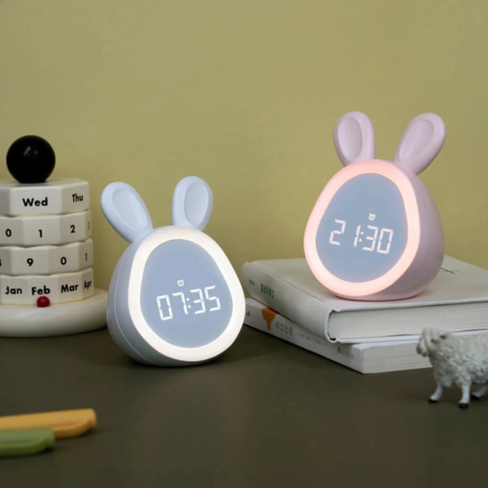 Adorable Cute Rabbit Digital Alarm Clock with Stepless Dimming Night Light - Perfect for Boys and Girls