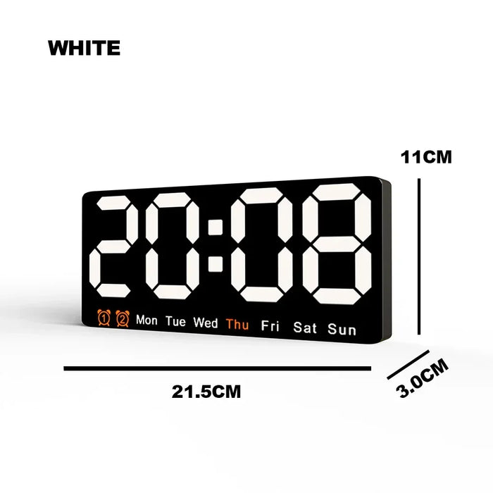 Large Colorful LED Digital Alarm Clock With DateTemperature 2 Alarms Large Display Day Clock Battery Backup 12/24H Wall Clock