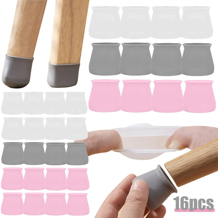 16pcs Silicone Chair Leg Caps Rubber Feet Protector Table Feet Cover Non-slip Noise Reduce Desk Chair Foot Covers  Pad