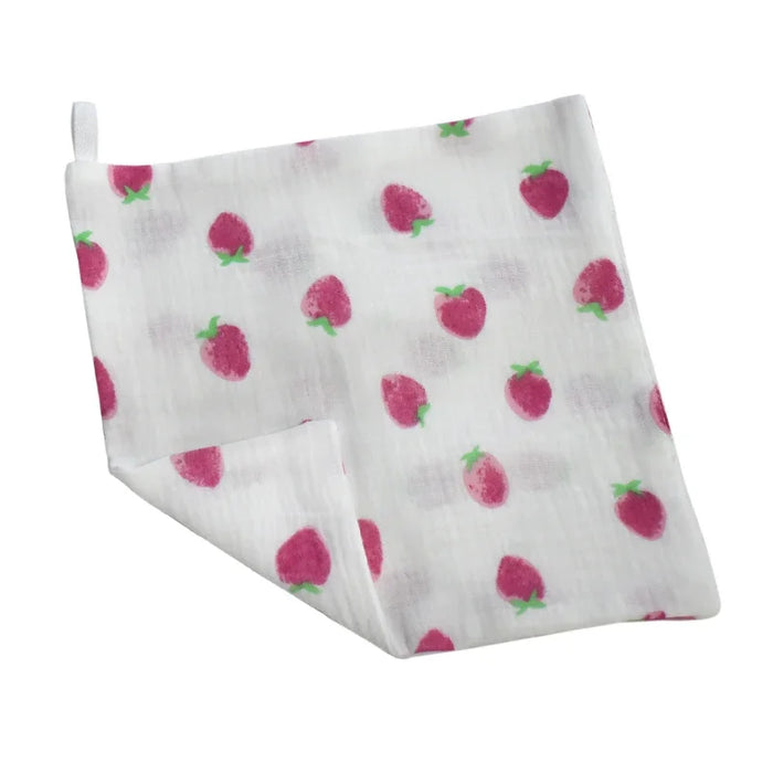 4Pcs/Set Gauze Cotton Towel Soft Square 4-Layer Hand Towels 25x25cm Strawberry Handkerchief Cute Wipe Cloth  Children Adult