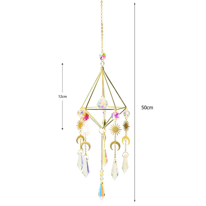 Crystal Wind Chime Hexagon Diamond Prism Hanging Rainbow Chaser Lighting Window Curtains Pendant Home Garden Decor Dream Catcher