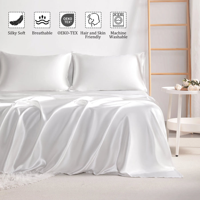 Ntbay 3 Pieces Silky Satin Cooling Bed Sheet Set, Ultra Soft and Cozy Bedding Cover Set, (Not Include Comforter and Pillow)