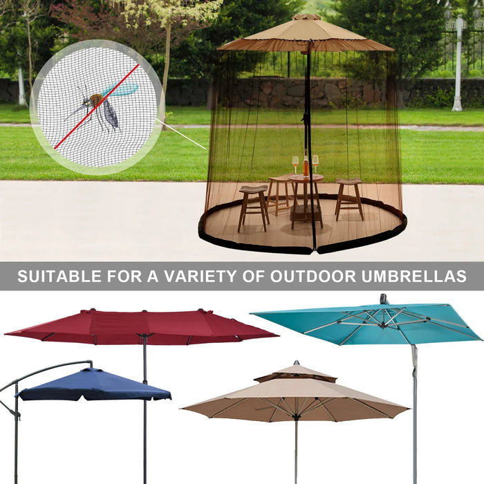 Parasols Net Adjustable Mosquito Net Cover Screen for Garden Umbrella Parasol Patio Table Bug Netting Cover with 2 Zipper Doors