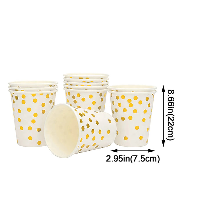 Party Supplies Set Disposable Gold Point Paper Dish Meal Napkin Paper Cup Party Disposable Paper Plates Cups Straw And Napkins