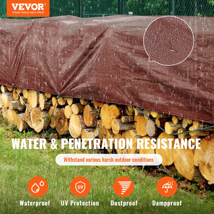 VEVOR Heavy Duty Tarp 16 Mil Thick  Waterproof Tear Proof Poly Plastic Tarps Cover  Multi-Purpose Outdoor Tarpaulin for Truck