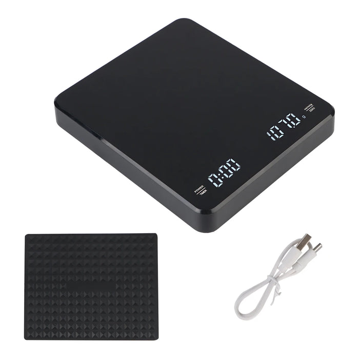 With Timing Digital Display Electronic Scale USB Charging Touch Key Coffee Scale Bakery Electronic Scale 3kg/0.1g