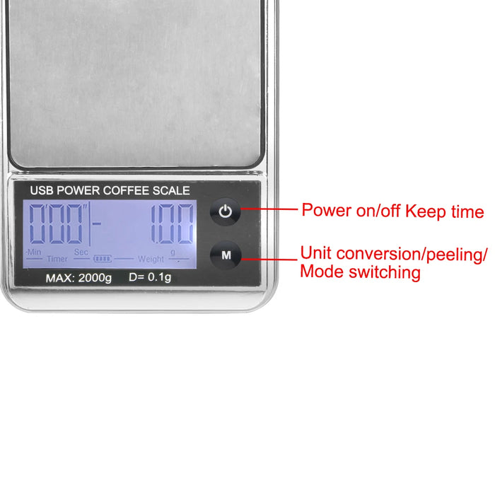 Mini Pocket Scale 1000g/0.01g Electronic Scale Auto Timer Digital Kitchen Coffee Scale High Precision Cyclic Rechargeable