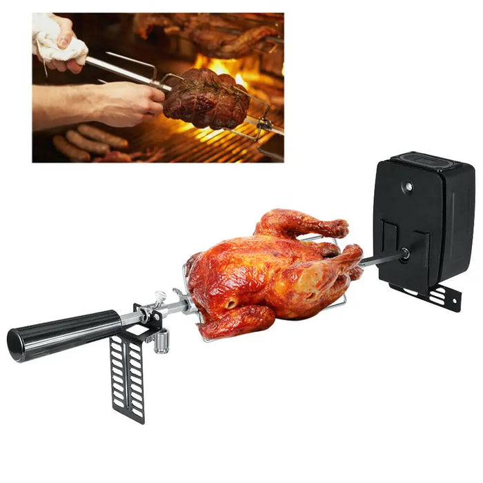 Stainless Steel Rotisserie Kit w/Electric Motor Heavy Duty Complete Grill Rotisserie Kit BBQ Spit Rod Meat Kitchen Organizer