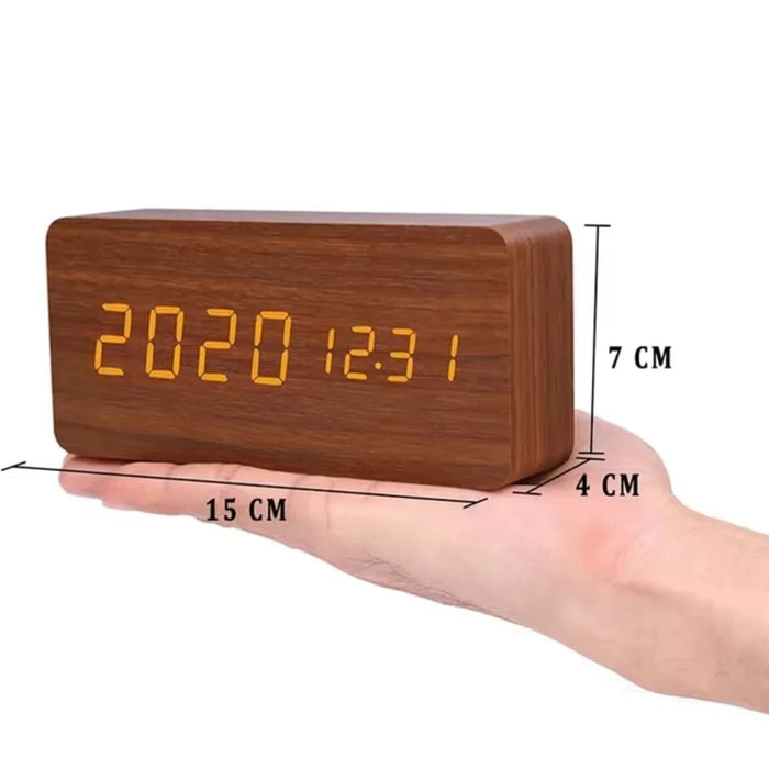 Alarm Clock  Bedrooms Bedside Table Wooden Desk Decor Wake  Table Clock With Temperature  Digital Clock Light Dawn