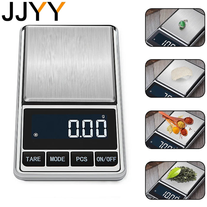 JJYY Mini Portable Electronic Jewelry Scale Gram Scale 0.01 Accuracy Gold Precision Mini Pocket Scale Kitchen Weights