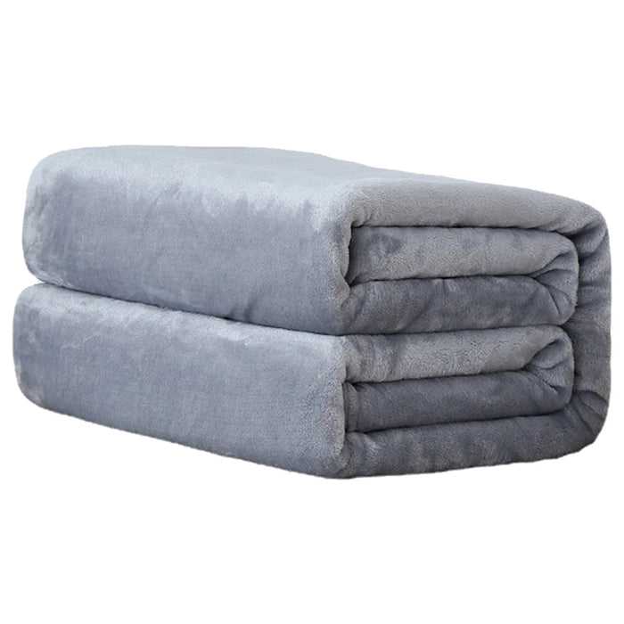 70x50cm Grey Flannel Fleece Blanket Simple Solid Color Sofa Breathable Bedspread Adult Children Soft Warm Throw Home Bed Covers