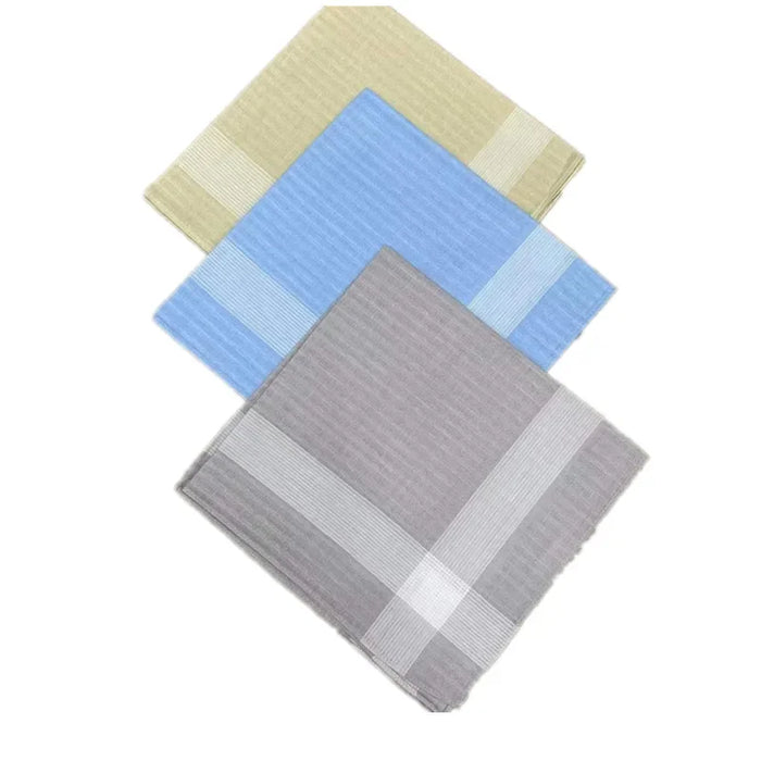 3Pcs 40x40cm Plaid Stripe Men Suit Pocket Handkerchiefs Classic Cotton Square Sweat Absorbing Towels Wedding Party Gift