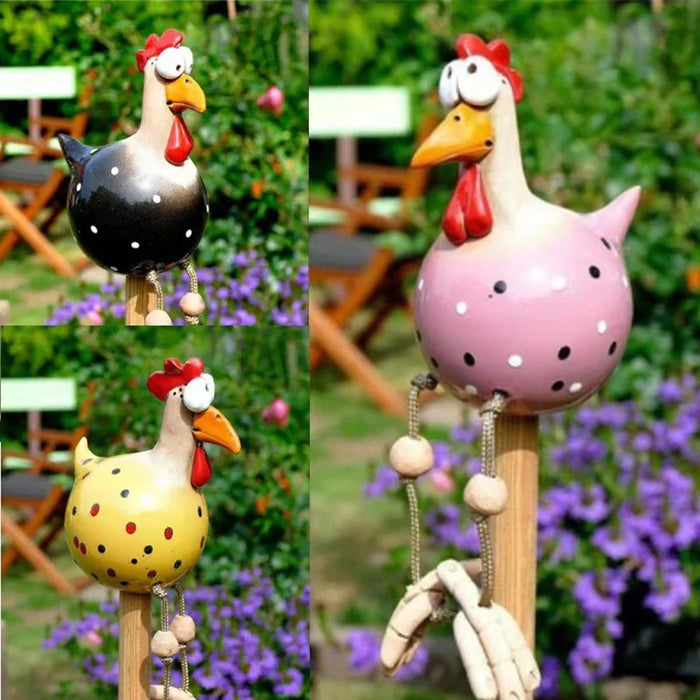 Ceramic Chicken Hilde Garden Decoration Animal Figure Garden Plug Pottery Figurines Handcraft Landscape Ornament Miniatures