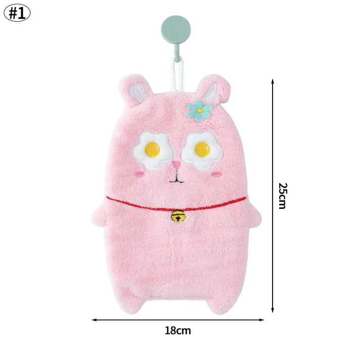 Cute Hand Towels Cat Hanging Towel Coral Fleece Kitchen Cleaning Rags Bathroom Absorbent Quick Dry Handkerchiefs  Decor