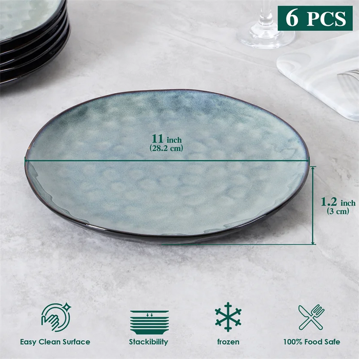 6PCS Creative Tableware Western Plates Ceramics Dinner Plates Practical Kitchen Japanese Steak Disc Household Cuisine Spaghetti