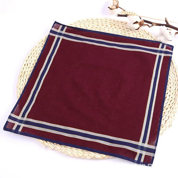 3Pcs/Pack 38x38cm Square Plaid Striped Handkerchiefs Men Classic Vintage Pocket Cotton Towel