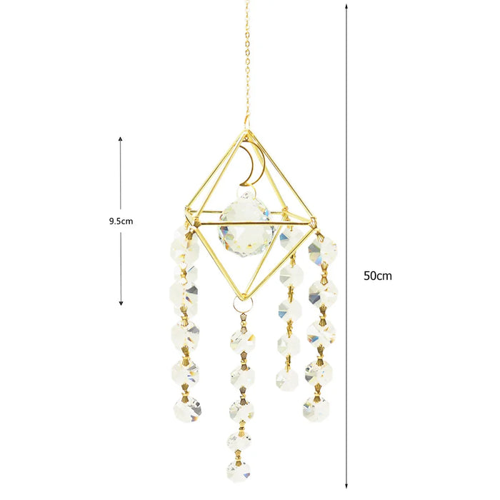 Crystal Wind Chime Hexagon Diamond Prism Hanging Rainbow Chaser Lighting Window Curtains Pendant Home Garden Decor Dream Catcher